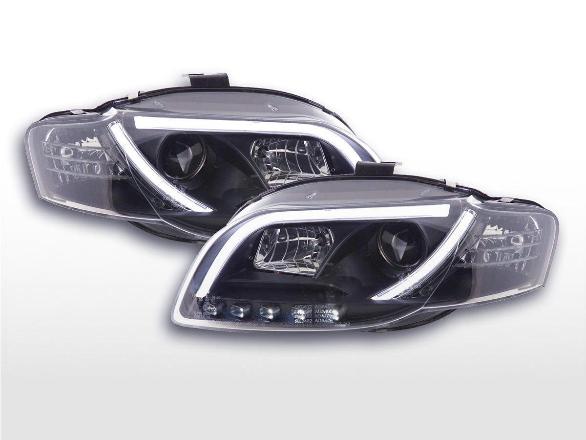 Scheinwerfer Set Daylight LED TFL-Optik Audi A4 Typ 8E 04-08 schwarz Scheinwerfer Set Daylight LED TFL-Optik Audi A4 Typ 8E 04-08 schwarz